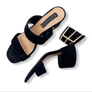 Steve Madden Siggy Block Heel Black Suede Size 9